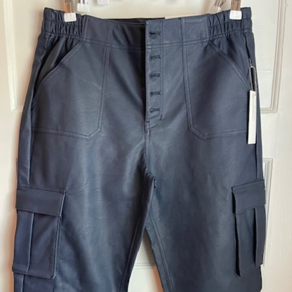 NWT Kancan Nelly High Rise Faux Leather Cargo Joggers - Picture 2 of 10